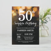 Verrassend 50e verjaardag Uitnodiging Gold Glitter (Staand voorkant)