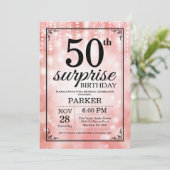 Verrassend 50e verjaardag Uitnodiging Roze Glitter (Staand voorkant)