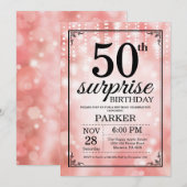 Verrassend 50e verjaardag Uitnodiging Roze Glitter (Voorkant / Achterkant)