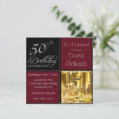 Verrassend 50e verjaardag van Burgandy & Silver Kaart (Staand voorkant)