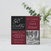 Verrassend 50e verjaardag van Burgandy & Silver Kaart (Staand voorkant)