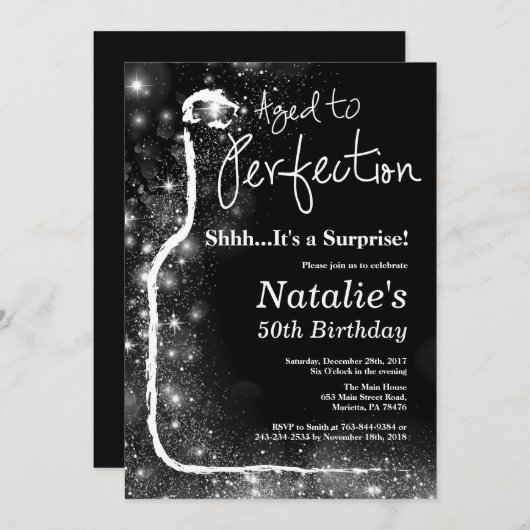 Verrassend 50e verjaardag wijn met perfecte perfec kaart (Voorkant / Achterkant)