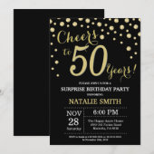Verrassend 50e verjaardag zwart en Gold Diamond Kaart (Voorkant / Achterkant)