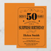 Verrassend 50e verjaardag zwart en Sinaasappel Kaart (Voorkant / Achterkant)