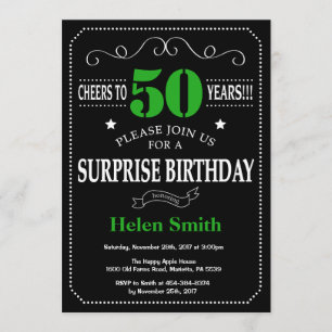 Verrassend 50th Birthday Black en Green Chalkboard Kaart