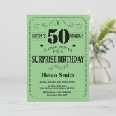 Verrassend 50th Birthday Black en Green Kaart (Staand voorkant)