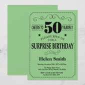 Verrassend 50th Birthday Black en Green Kaart (Voorkant / Achterkant)