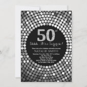 Verrassend 50th Birthday Black en Silver Glitter Kaart (Voorkant)