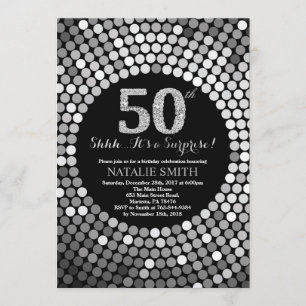 Verrassend 50th Birthday Black en Silver Glitter Kaart