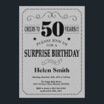 Verrassend 50th Birthday Black en Silver Grey Kaart<br><div class="desc">Verrassend 50e verjaardag Uitnodiging zwart en Silver Grey Typografie. Zwarte en Zilver grijze achtergrond. Volwassen verjaardag. Mannelijke Mannen of vrouwen: Birthday. Kinder jongen of meisje Lady Teen Teenage Bday Invite. 13e 15e 16e 18e 21e 30e 40e 50e 60e 70e 80e 90e 100e. Elke leeftijd. Voor verdere aanpassing, te klikken gelieve...</div>