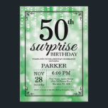 Verrassend 50th Birthday Invitation Green Glitter Kaart<br><div class="desc">Verrassend 50th Birthday Uitnodiging met de Groene Lichten van het Koord met de Groene Achtergrond van Glitter. Groene verjaardag. Volwassen verjaardag. Mannen of vrouwen uitgenodigd. 13e 15e 16e 18e 21e 30e 40e 50e 60e 70e 90e 100e, elke leeftijd. Voor verdere aanpassing, te klikken gelieve de knoop "van de Aanpassing het"en...</div>