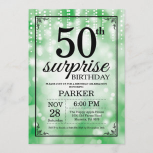 Verrassend 50th Birthday Invitation Green Glitter Kaart