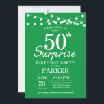 Verrassend 50th Birthday Invitation Green Kaart<br><div class="desc">Verrassend 50th Birthday Uitnodiging met de Lichten van het Koord. Groene achtergrond. Mannen of vrouwen op zaterdag. 13e 15e 16e 18e 21e 30e 40e 50e 60e 70e 90e 100e, elke leeftijd. Voor verdere aanpassing, te klikken gelieve de knoop "van de Aanpassing het"en ons ontwerphulpmiddel te gebruiken om deze sjabloon te...</div>