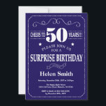 Verrassend 50th Birthday Navy Blue en White Kaart<br><div class="desc">Verrassend 50e verjaardag Uitnodiging Navy Blue en White Typografie. Navy Blue Background Volwassen verjaardag. Mannelijke Mannen of vrouwen: Birthday. Kinder jongen of meisje Lady Teenage Bday Invite. 13e 15e 16e 18e 21e 30e 40e 50e 60e 70e 90e 100e. Elke leeftijd. Voor verdere aanpassing, te klikken gelieve de knoop "van de...</div>