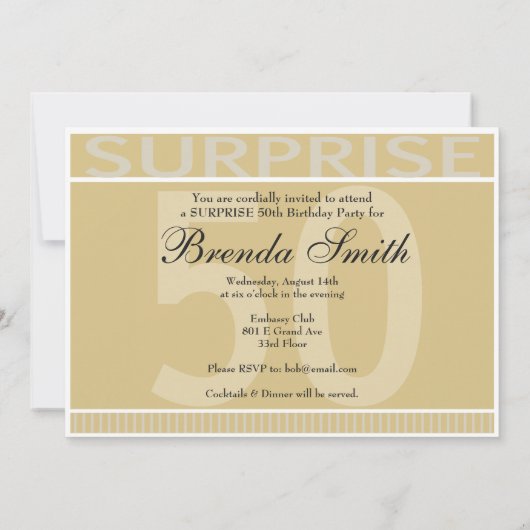 Verrassend 50th Birthday Party Gold Invitation Kaart (Achterkant)