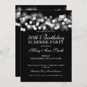 Verrassend 50th Birthday Silver Hollywood Glam Kaart (Voorkant / Achterkant)