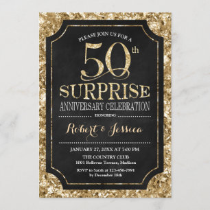 Verrassend 50th Wedding Jubileum - Black Gold Kaart