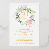 Verrassend 50th Wedding Jubileum Party Gold Folie Uitnodiging (Voorkant)