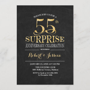 Verrassend 55th Wedding Jubileum Chalkboard Gold Kaart