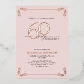 Verrassend 60 & Fabulous Pink Rose Gold-dag Folie Uitnodiging (Voorkant)