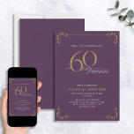 Verrassend 60 & Paars en gouddag Kaart<br><div class="desc">Het is een speciale verrassing van 60ste verjaardag, en het is tijd om te vieren! Wil je de beste baard in de stad gooien? Zorg ervoor het met het hoogste van stijl met deze Uitnodiging van de Dagen van 60 & Fabulous Paarse White & Gold Calligraphy begint. Het zal zeker...</div>