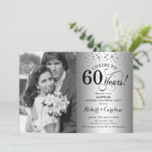 Verrassend 60e Jubileum met Photo Silver Black Kaart (Staand voorkant)