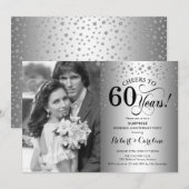 Verrassend 60e Jubileum met Photo Silver Black Kaart (Voorkant / Achterkant)