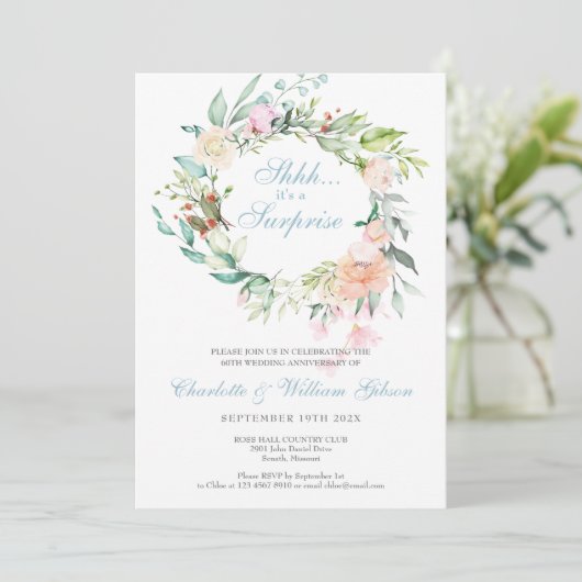 Verrassend 60e Jubileum Partij Rozen Floral Kaart (Staand voorkant)