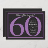 Verrassend 60e Paars- en zwart karton Kaart (Voorkant / Achterkant)