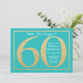 Verrassend 60e verjaardag Blauwgroen en Gold Glitt Kaart (Staand voorkant)