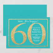 Verrassend 60e verjaardag Blauwgroen en Gold Glitt Kaart (Voorkant / Achterkant)