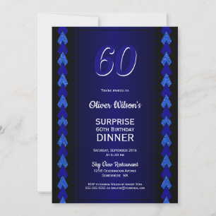 Verrassend 60e verjaardag Dinner Black en Blue Par Kaart