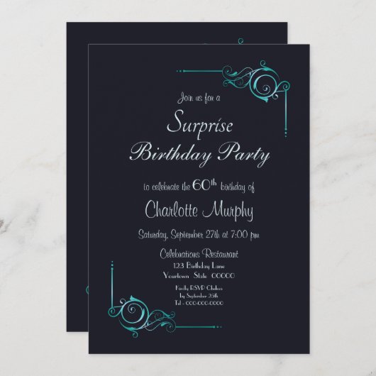 Verrassend 60e verjaardag Donkere Blauwe Partij Kaart (Voorkant / Achterkant)