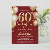 Verrassend 60e verjaardag Donkere rode en gouden b Kaart (Staand voorkant)