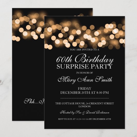 Verrassend 60e verjaardag Gold Hollywood Glam Kaart (Voorkant / Achterkant)
