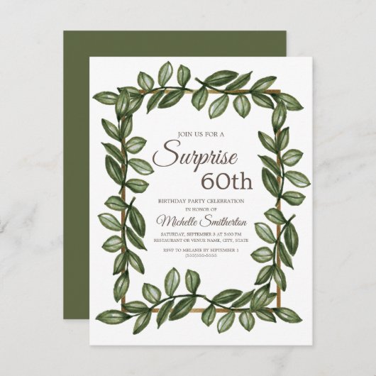 Verrassend 60e verjaardag groene bladeren kaart (Voorkant / Achterkant)