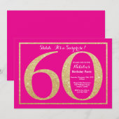 Verrassend 60e verjaardag Hot Pink en Gold Glitter Kaart (Voorkant / Achterkant)