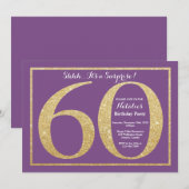Verrassend 60e verjaardag Paars en Gold Glitter Kaart (Voorkant / Achterkant)