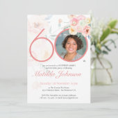 Verrassend 60e verjaardag Roze Floral - Aangepaste Kaart (Staand voorkant)