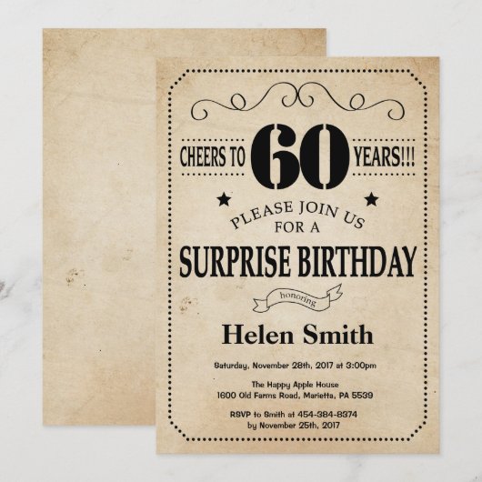 Verrassend 60e verjaardag Rustic Retro Kaart (Voorkant / Achterkant)