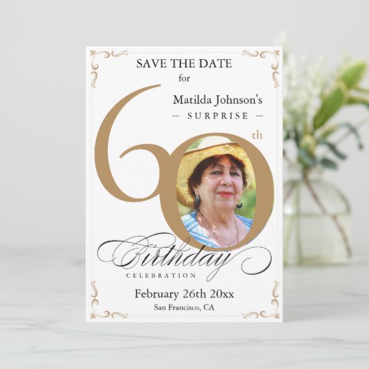 Verrassend 60e verjaardag sparen de Datum Elegant  Kaart (Staand voorkant)