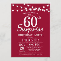 Verrassend 60e verjaardag Uitnodiging Burgundy Red