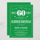Verrassend 60e verjaardag Uitnodiging groen en wit (Voorkant / Achterkant)