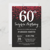 Verrassend 60e verjaardag Uitnodiging rood glitter (Voorkant)