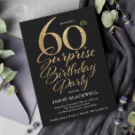 Verrassend 60e verjaardag van Black & Gold Party Kaart<br><div class="desc">Uitnodiging voor 60e verjaardag</div>