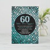 Verrassend 60e verjaardag zwart en Blauwgroen glit Kaart (Staand voorkant)