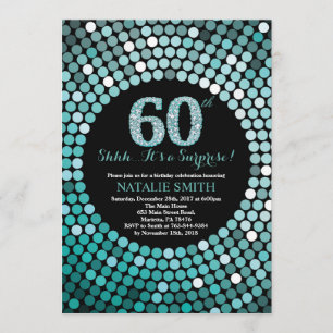 Verrassend 60e verjaardag zwart en Blauwgroen glit Kaart