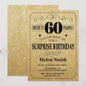 Verrassend 60e verjaardag zwart en gouden glitter kaart (Voorkant / Achterkant)
