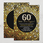 Verrassend 60e verjaardag zwart en gouden glitter kaart (Voorkant / Achterkant)