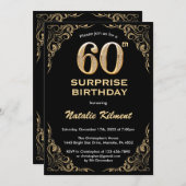 Verrassend 60e verjaardag zwart en gouden glitter kaart (Voorkant / Achterkant)